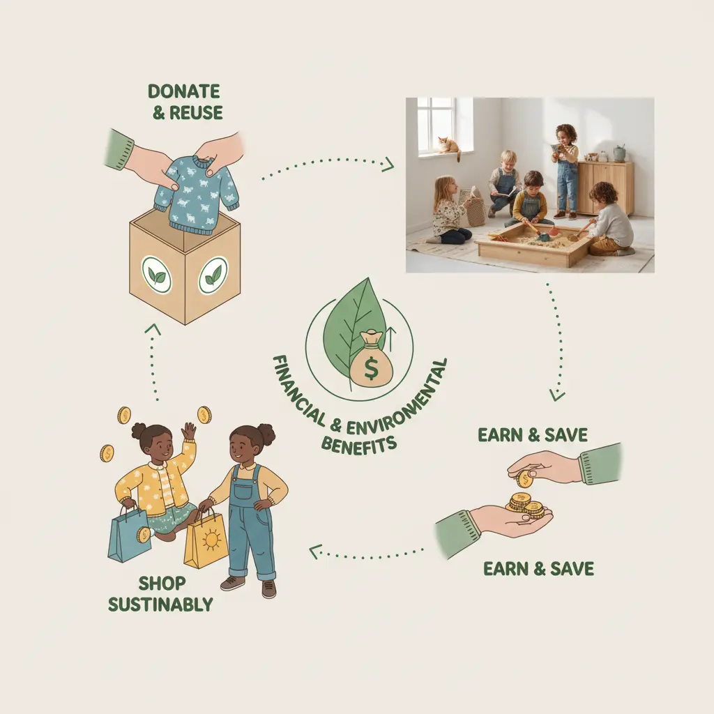 Infografik som visar fördelarna med att köpa och sälja second hand.